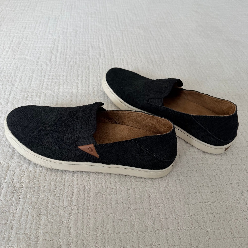 OluKai Black Slip-On Sneakers with Cream Soles